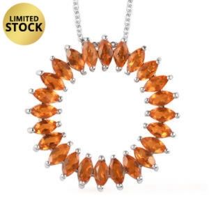 Jalisco Fire Opal Circle apprx 1.18in Pendant Necklace (20 In) sterling silver